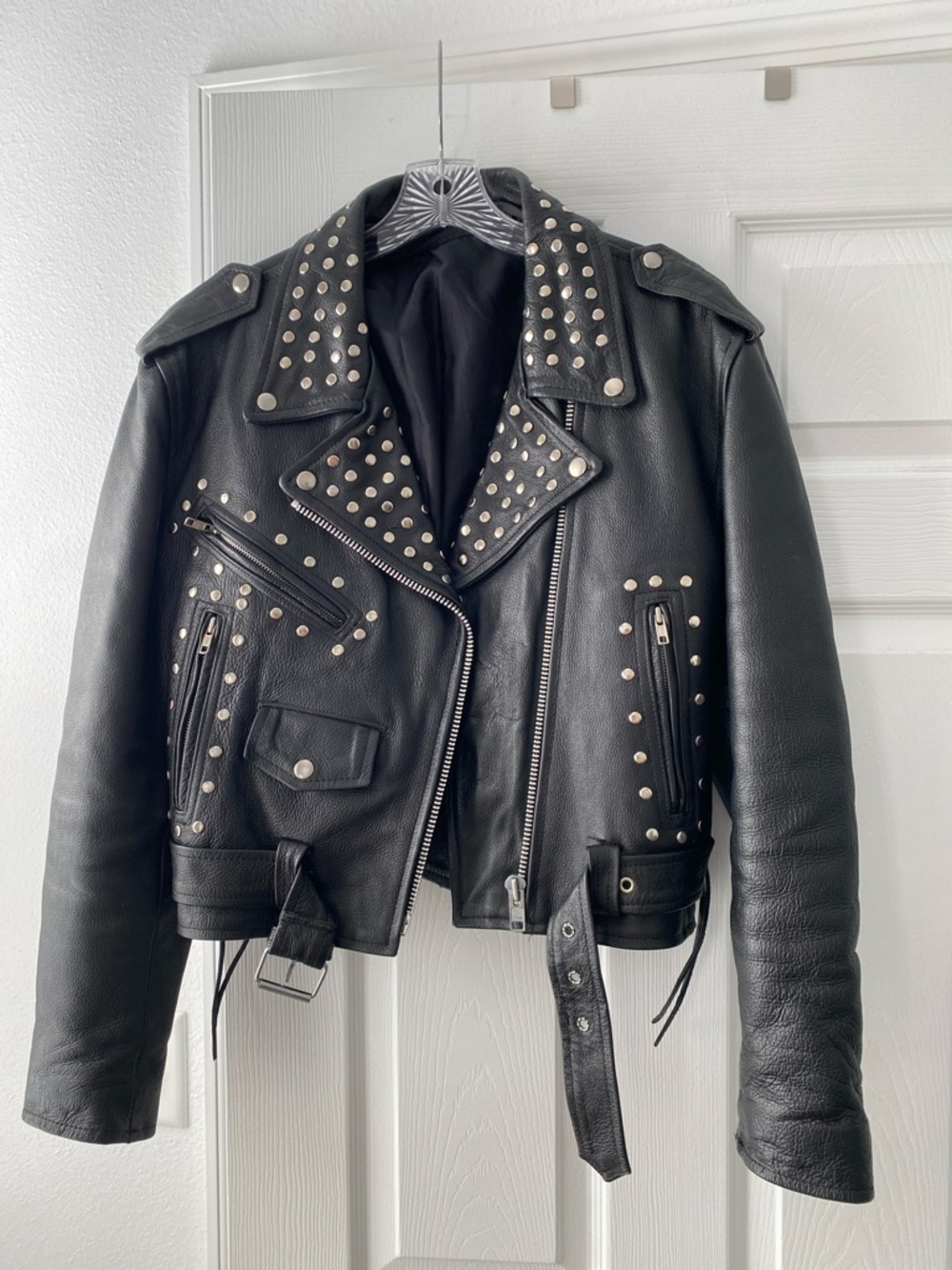 Black Studded Leather Biker Jacket